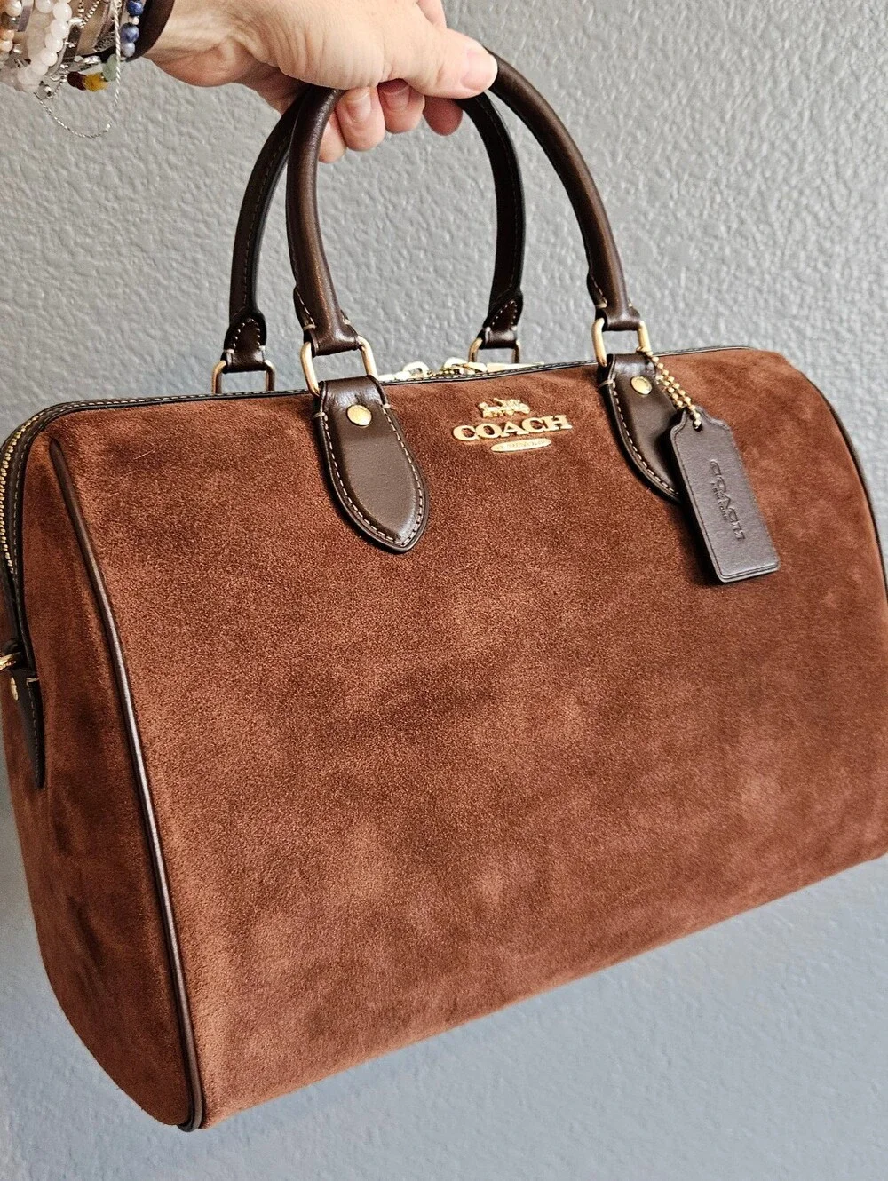 Coach Rowan Large Satchel - Vintage Brown Suede - NWOT - Picture 7 of 11